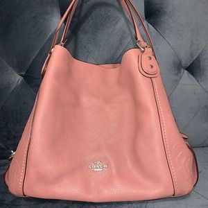Coach Eddie Tea Rose leather tooling shoulder bag purse handbag